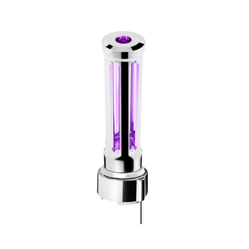 United Pacific Thread-On Chrome Sonoma Style Gearshift Knob With LED 9/10 Speed Adapter-Purple Crystal/Purple LED 71139