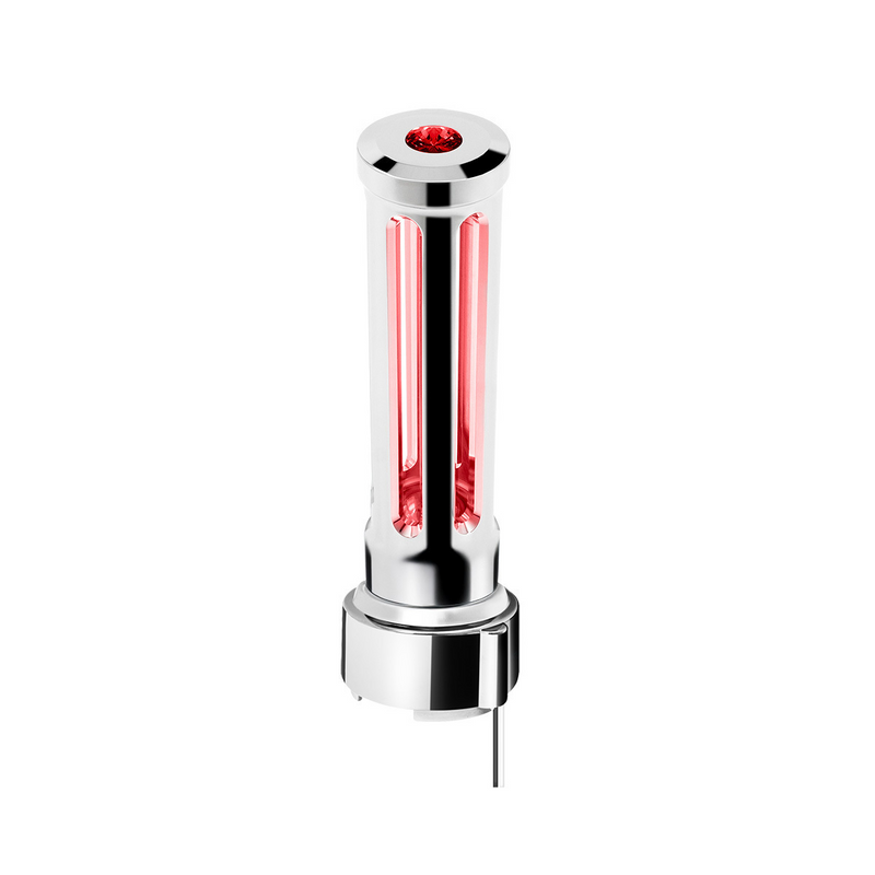 United Pacific Thread-On Chrome Sonoma Style Gearshift Knob With LED 9/10 Speed Adapter-Red Crystal/Red LED 71140