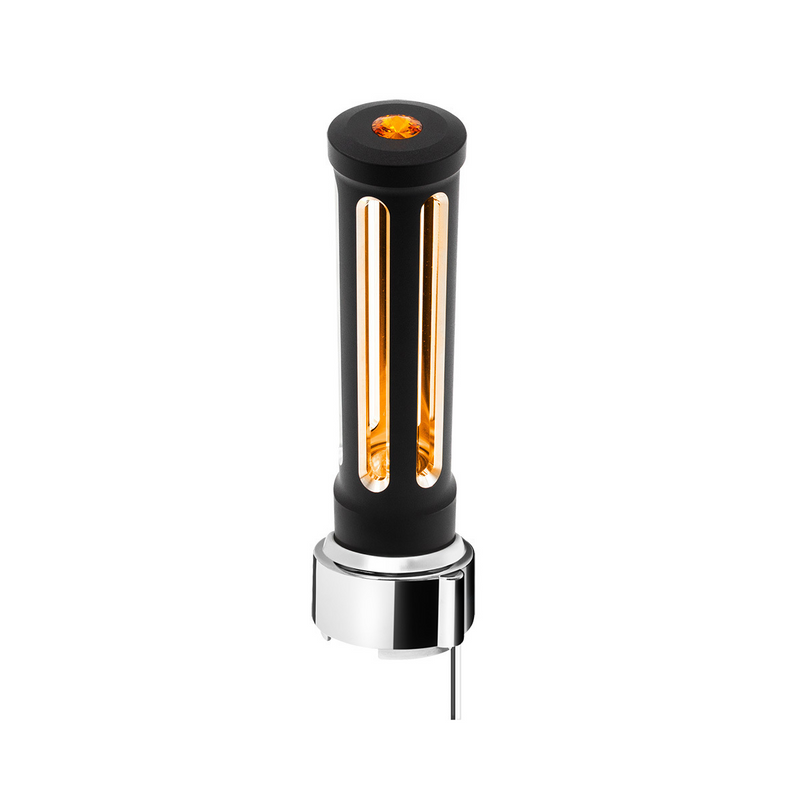 United Pacific Thread-On Matte Black Sonoma Style Gearshift Knob With LED 9/10 Speed Adapter-Amber Crystal/Amber LED 71141