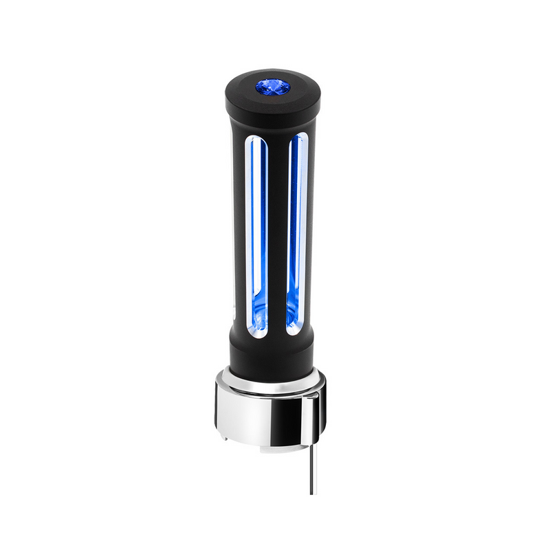 United Pacific Thread-On Matte Black Sonoma Style Gearshift Knob With LED 9/10 Speed Adapter-Blue Crystal/Blue LED 71142