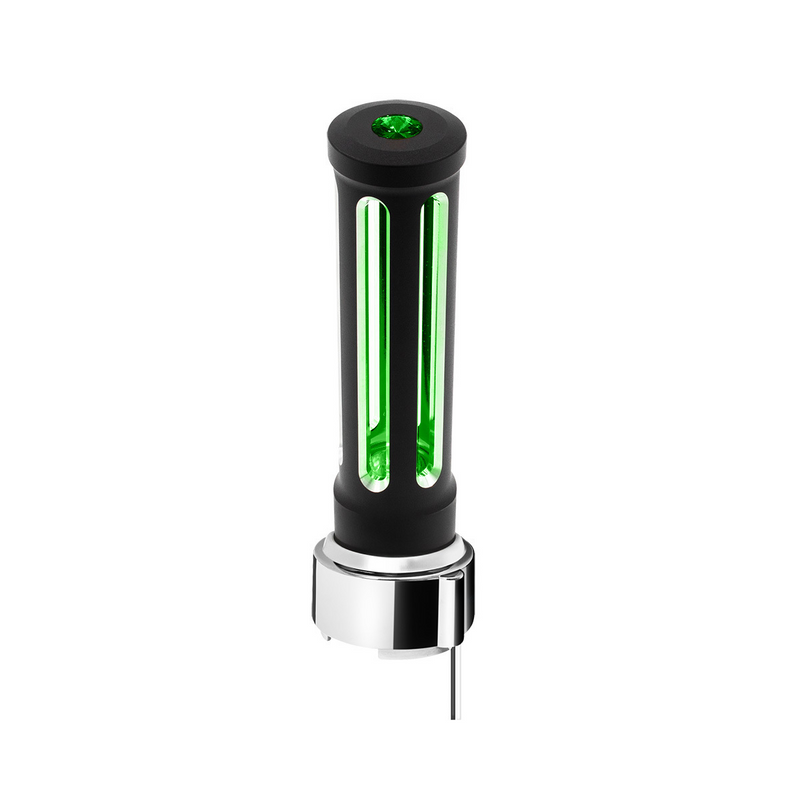 United Pacific Thread-On Matte Black Sonoma Style Gearshift Knob With LED 9/10 Speed Adapter-Dark Green Crystal/Green LED 71144