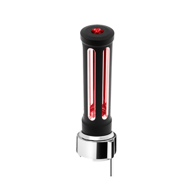 United Pacific Thread-On Matte Black Sonoma Style Gearshift Knob With LED 9/10 Speed Adapter-Red Crystal/Red LED 71146