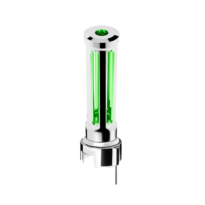 United Pacific Thread-On Chrome Sonoma Style Gearshift Knob With LED 13/15/18 Speed Adapter-Dark Green Crystal/Green LED 71150