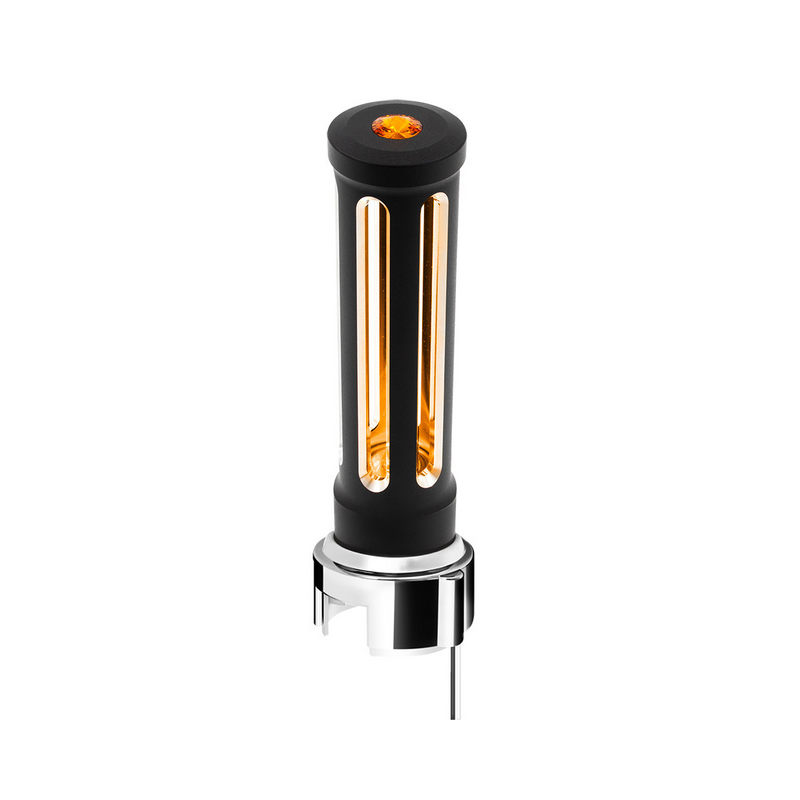 United Pacific Thread-On Matte Black Sonoma Style Gearshift Knob With LED 13/15/18 Speed Adapter-Amber Crystal/Amber LED 71153