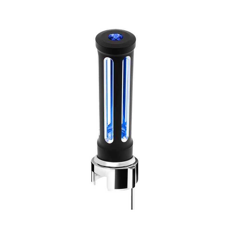 United Pacific Thread-On Matte Black Sonoma Style Gearshift Knob With LED 13/15/18 Speed Adapter-Blue Crystal/Blue LED 71154