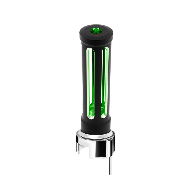 United Pacific Thread-On Matte Black Sonoma Style Gearshift Knob With LED 13/15/18 Speed Adapter-Dark Green Crystal/Green LED 71156