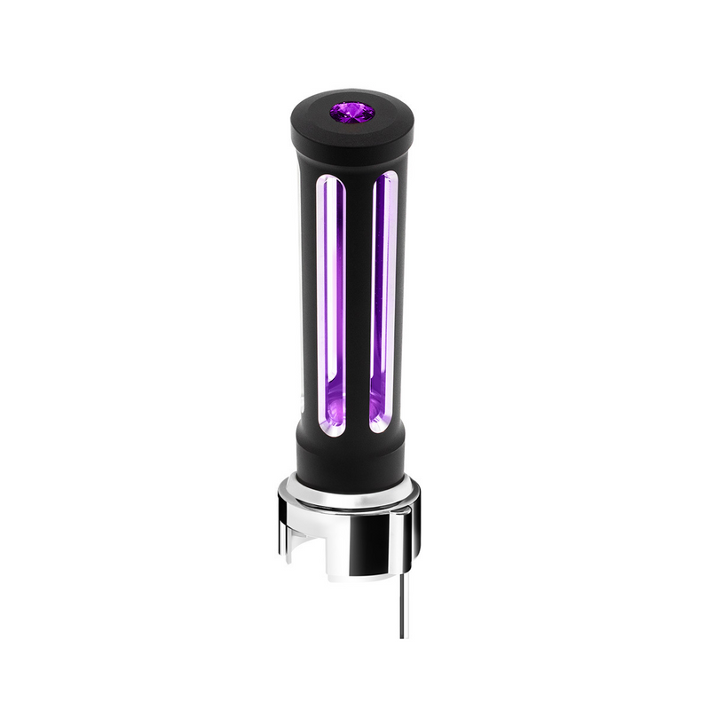 United Pacific Thread-On Matte Black Sonoma Style Gearshift Knob With LED 13/15/18 Speed Adapter-Purple Crystal/Purple LED 71157