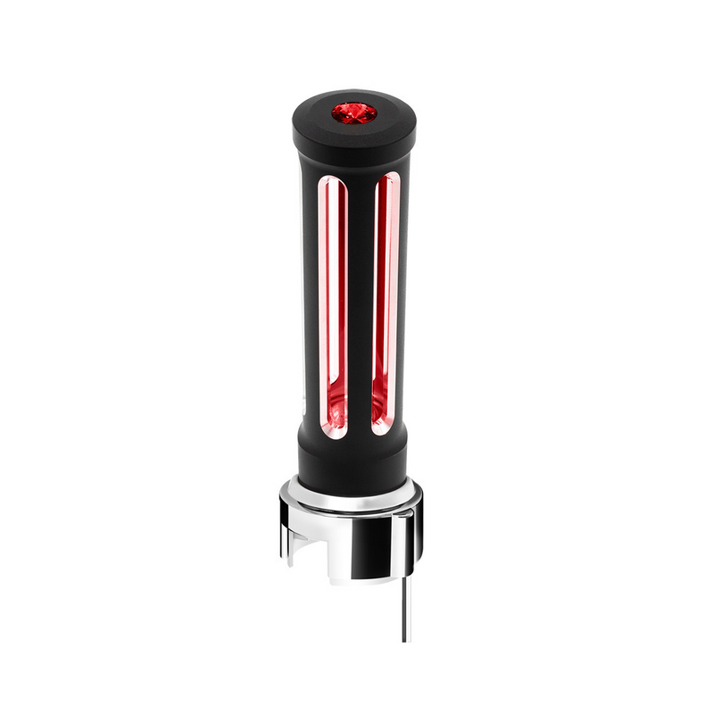 United Pacific Thread-On Matte Black Sonoma Style Gearshift Knob With LED 13/15/18 Speed Adapter-Red Crystal/Red LED 71158
