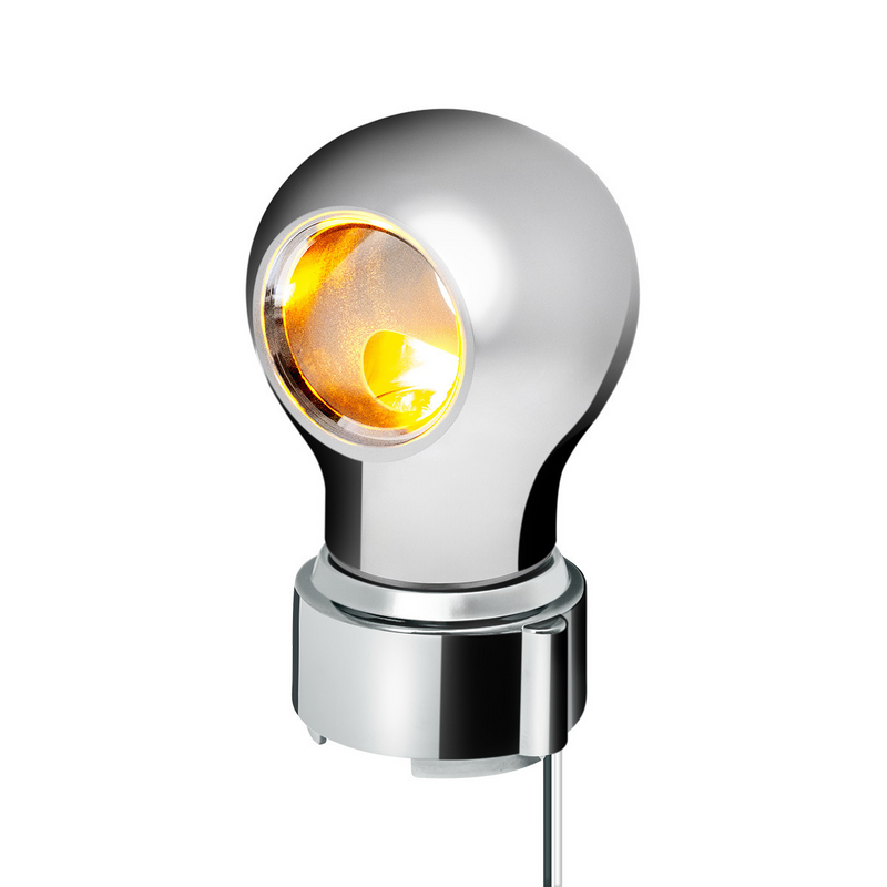 United Pacific Thread-On Chrome Charlotte Style Gearshift Knob With LED 9/10 Speed Adapter-Amber LED 71163