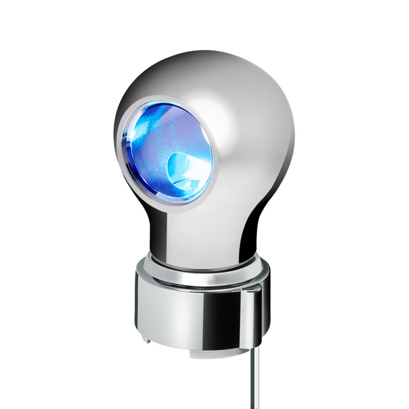 United Pacific Thread-On Chrome Charlotte Style Gearshift Knob With LED 9/10 Speed Adapter-Blue LED 71164