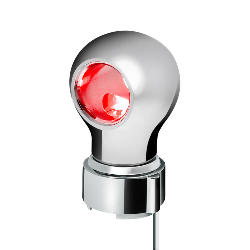 United Pacific Thread-On Chrome Charlotte Style Gearshift Knob With LED 9/10 Speed Adapter-Red LED 71168
