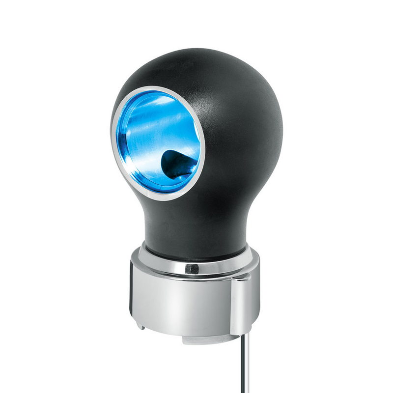 United Pacific Thread-On Matte Black Charlotte Style Gearshift Knob With LED 9/10 Speed Adapter-Blue LED 71170