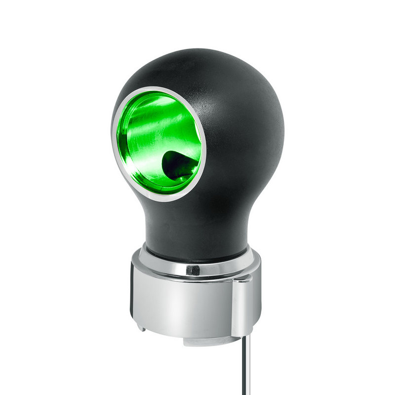 United Pacific Thread-On Matte Black Charlotte Style Gearshift Knob With LED 9/10 Speed Adapter-Green LED 71172
