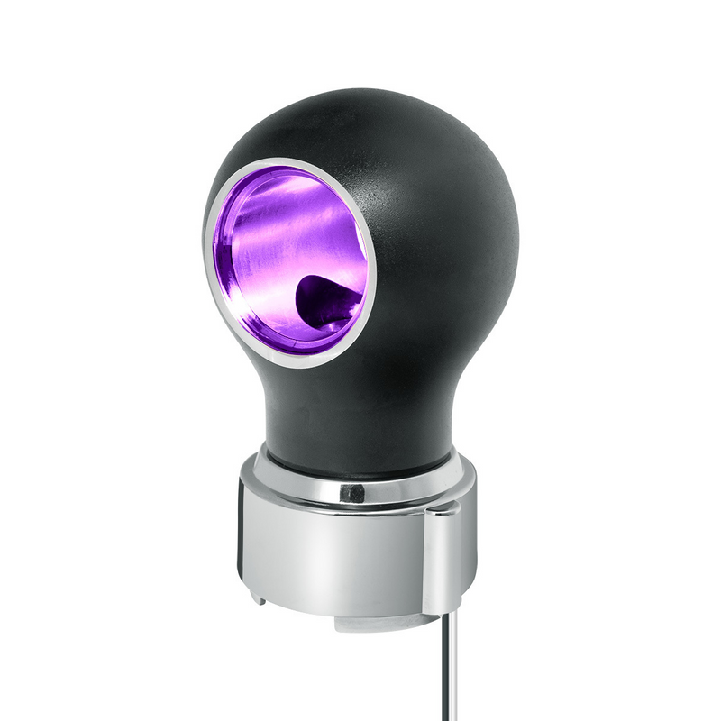 United Pacific Thread-On Matte Black Charlotte Style Gearshift Knob With LED 9/10 Speed Adapter-Purple LED 71173