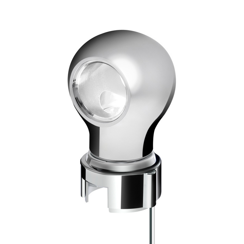 United Pacific Thread-On Chrome Charlotte Style Gearshift Knob With LED 13/15/18 Speed Adapter-White LED 71177