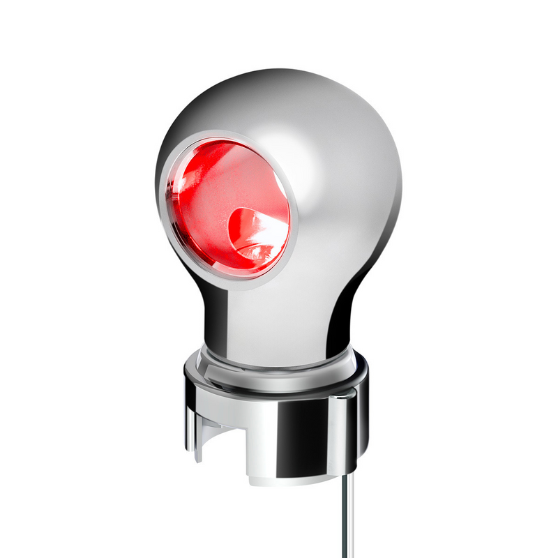 United Pacific Thread-On Chrome Charlotte Style Gearshift Knob With LED 13/15/18 Speed Adapter-Red LED 71180