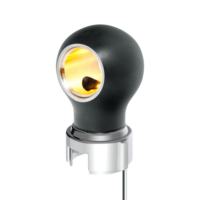 United Pacific Thread-On Matte Black Charlotte Style Gearshift Knob With LED 13/15/18 Speed Adapter-Amber LED 71181