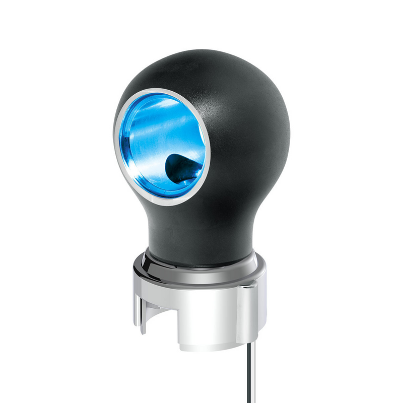 United Pacific Thread-On Matte Black Charlotte Style Gearshift Knob With LED 13/15/18 Speed Adapter-Blue LED 71182