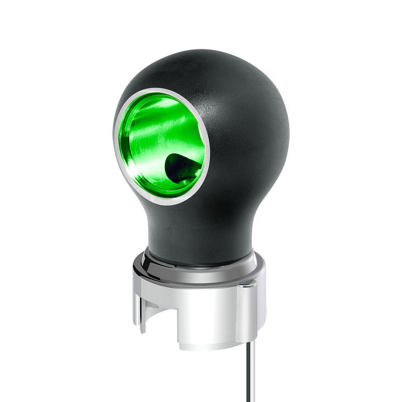 United Pacific Thread-On Matte Black Charlotte Style Gearshift Knob With LED 13/15/18 Speed Adapter-Green LED 71184