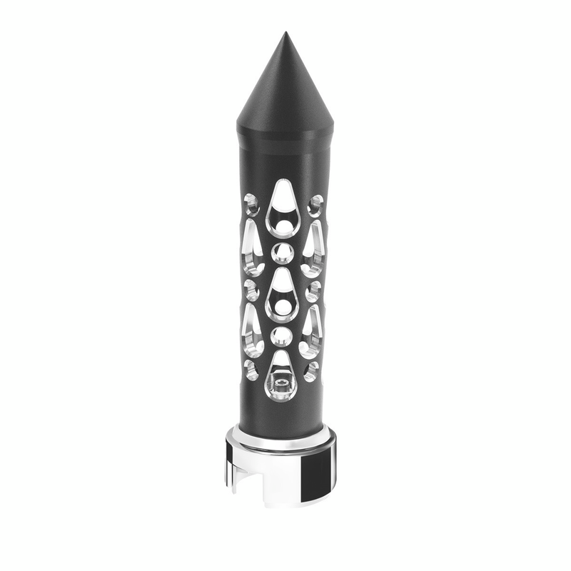 United Pacific Thread-On Brooklyn Style Spike Gearshift Knob With 13/15/18 Speed Adapter Matte Black/Vertical 71200