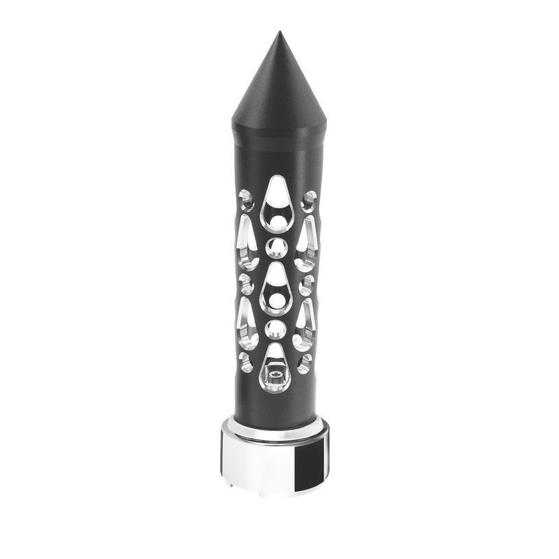 United Pacific Thread-On Brooklyn Style Spike Gearshift Knob With 9/10 Speed Adapter Matte Black/Vertical 71201