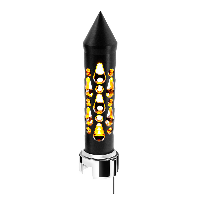 United Pacific Thread-On Brooklyn Style Spike Gearshift Knob With LED 13/15/18 Speed Adapter-Matte Black/Amber LED 71202
