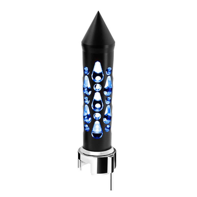 United Pacific Thread-On Brooklyn Style Spike Gearshift Knob With LED 13/15/18 Speed Adapter-Matte Black/Blue LED 71203