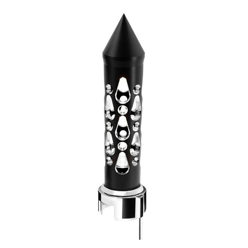 United Pacific Thread-On Brooklyn Style Spike Gearshift Knob With LED 13/15/18 Speed Adapter-Matte Black/White LED 71204
