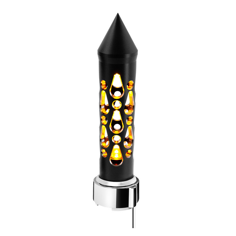 United Pacific Thread-On Brooklyn Style Spike Gearshift Knob With LED 9/10 Speed Adapter-Matte Black/Amber LED 71208
