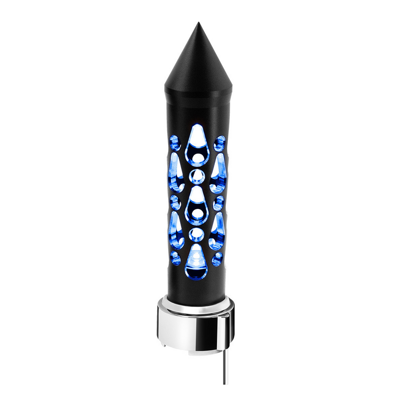 United Pacific Thread-On Brooklyn Style Spike Gearshift Knob With LED 9/10 Speed Adapter-Matte Black/Blue LED 71209