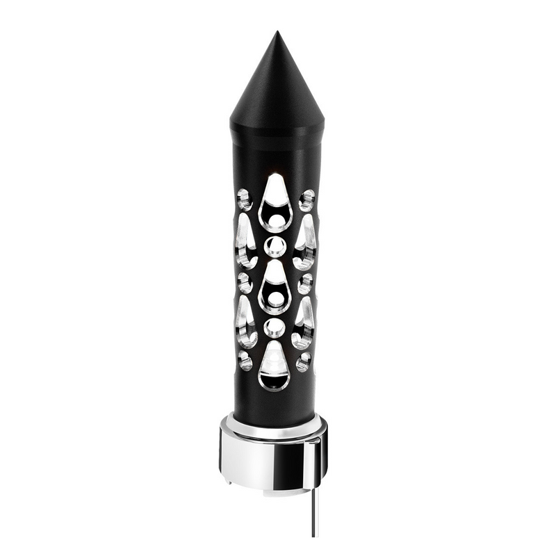 United Pacific Thread-On Brooklyn Style Spike Gearshift Knob With LED 9/10 Speed Adapter-Matte Black/White LED 71210