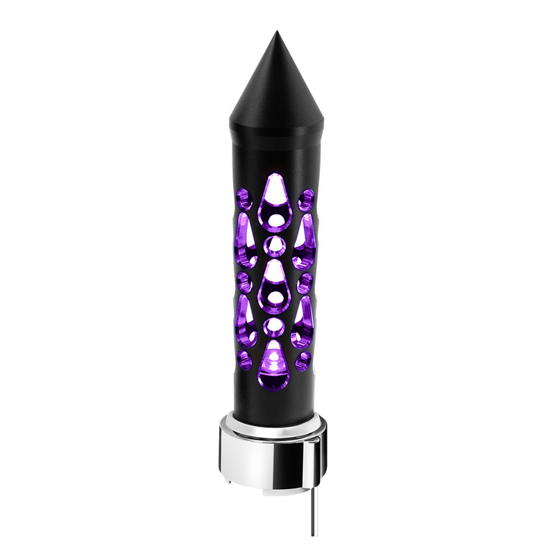United Pacific Thread-On Brooklyn Style Spike Gearshift Knob With LED 9/10 Speed Adapter-Matte Black/Purple LED 71212