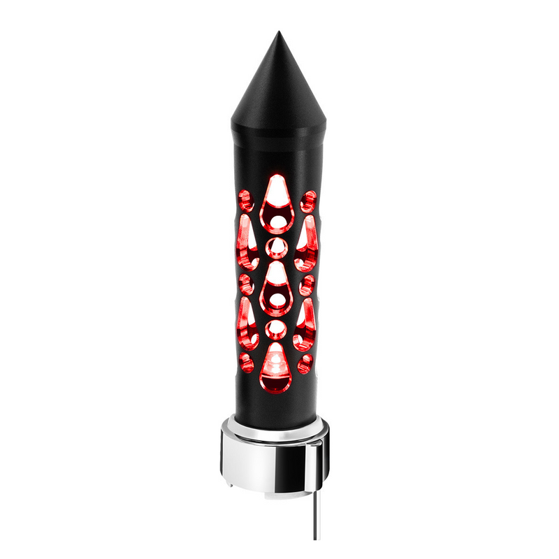 United Pacific Thread-On Brooklyn Style Spike Gearshift Knob With LED 9/10 Speed Adapter-Matte Black/Red LED 71213