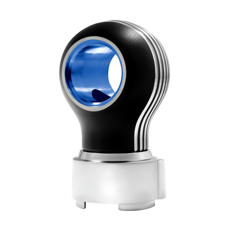 United Pacific Thread-On Matte Black Carolina Style Gearshift Knob With LED 9/10 Speed Adapter-Blue LED 71223