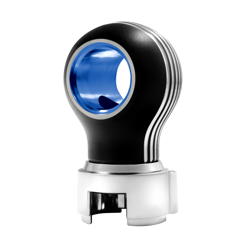 United Pacific Thread-On Matte Black Carolina Style Gearshift Knob With LED 13/15/18 Speed Adapter-Blue LED 71229