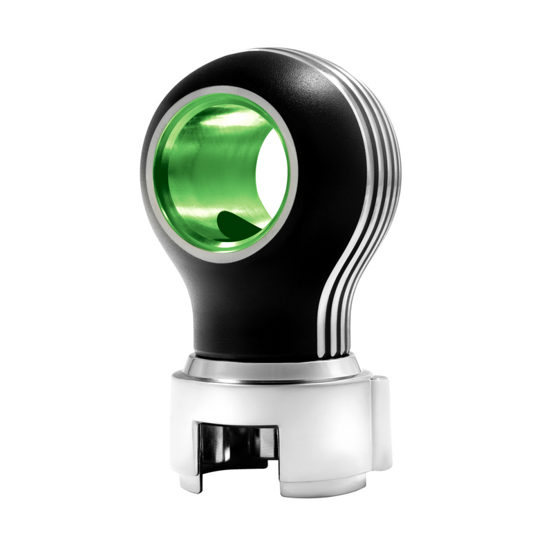 United Pacific Thread-On Matte Black Carolina Style Gearshift Knob With LED 13/15/18 Speed Adapter-Green LED 71231
