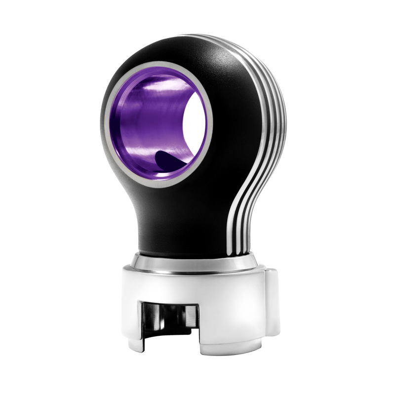 United Pacific Thread-On Matte Black Carolina Style Gearshift Knob With LED 13/15/18 Speed Adapter-Purple LED 71232