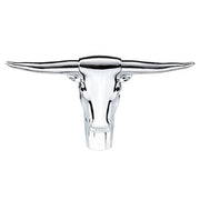 United Pacific Long Horn Bull Hood Ornament - Chrome