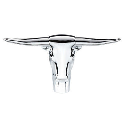 United Pacific Long Horn Bull Hood Ornament - Chrome