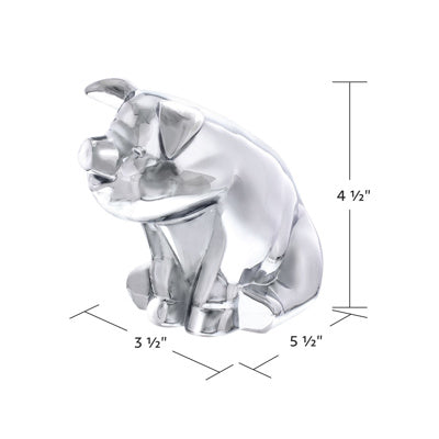 United Pacific Sitting Pig Hood Ornament - Chrome