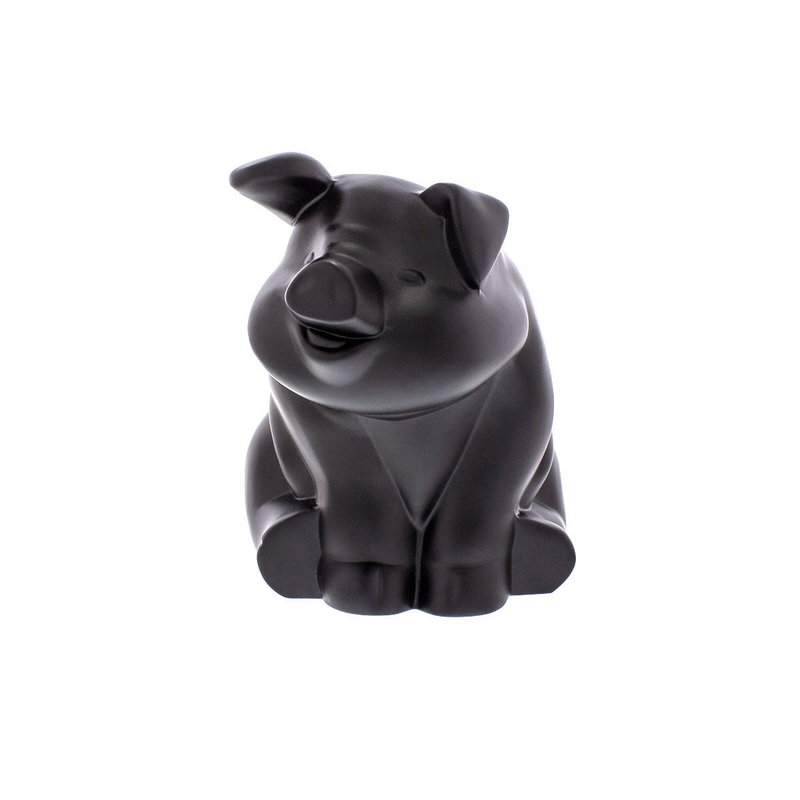 United Pacific Die-Cast Sitting Pig Hood Ornament Matte Black 72047