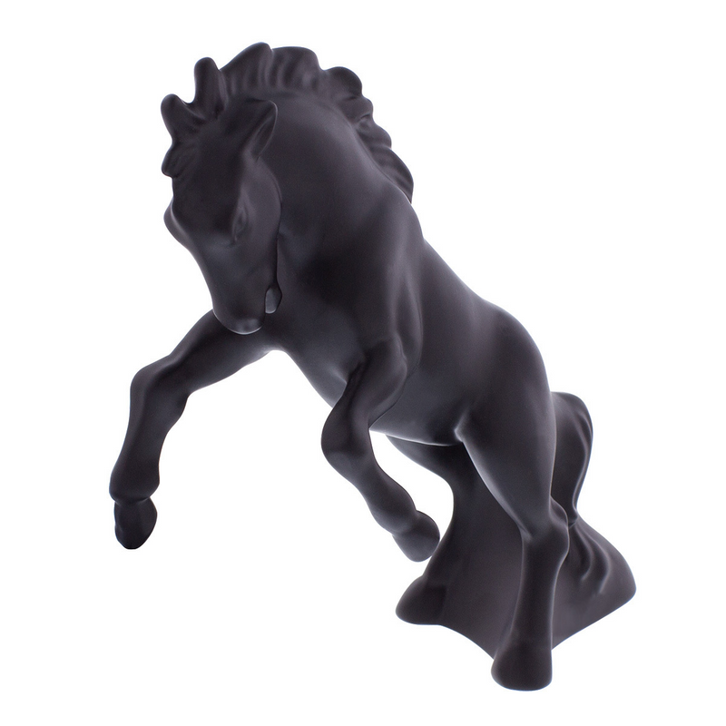 United Pacific Die-Cast Fighting Stallion Hood Ornament Matte Black 72048
