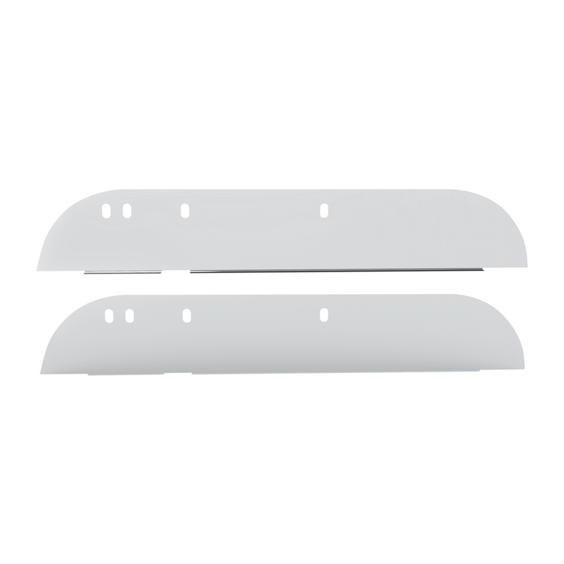 United Pacific 430 Stainless Steel 5" Chop Top Window Trim For 2005+ Peterbilt Trucks With Door Mounted Mirror (Pair) 73014