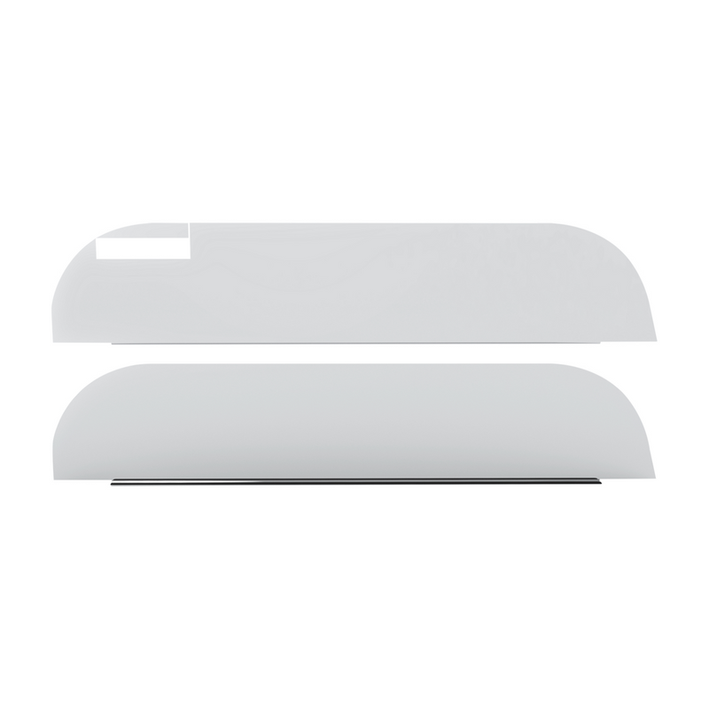 United Pacific 430 Stainless Steel 6" Chop Top Window Trim For Peterbilt Trucks With Cab Mounted Mirror (Pair) 73017