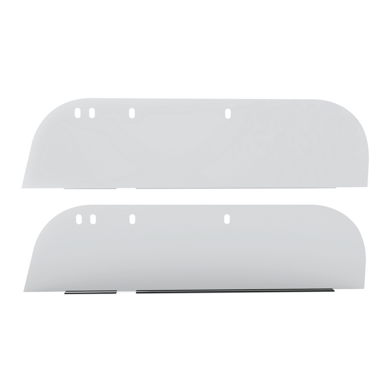 United Pacific 430 Stainless Steel 8" Chop Top Window Trim For 2005+ Peterbilt Trucks With Door Mounted Mirror (Pair) 73019