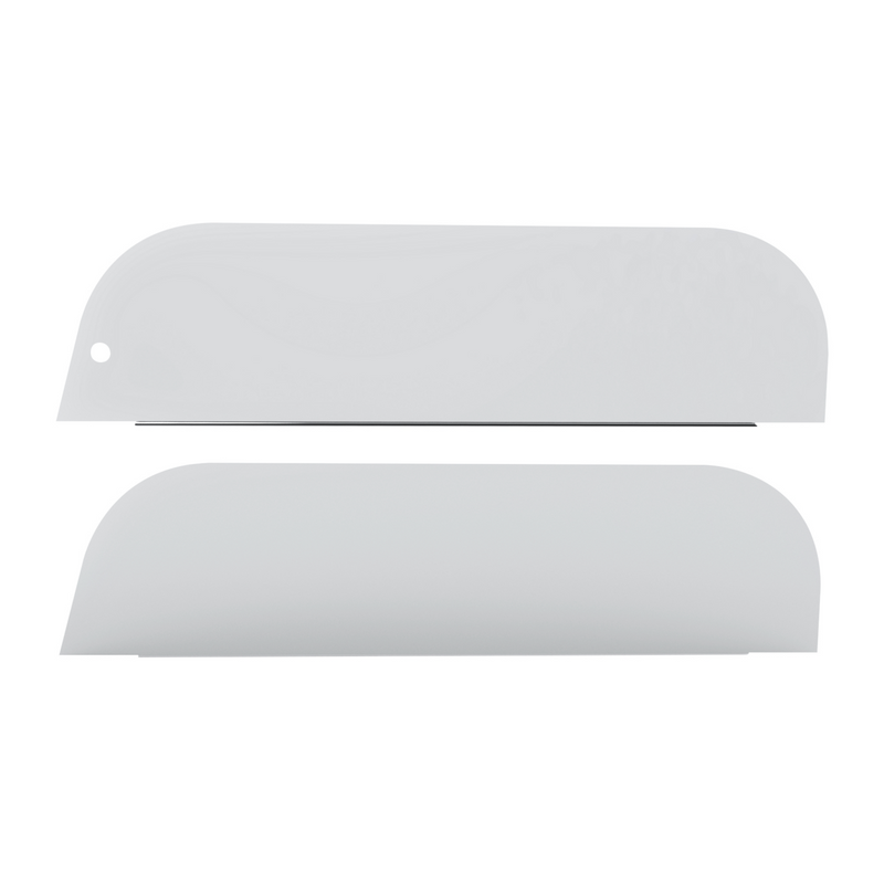 United Pacific 430 Stainless Steel 8" Chop Top Window Trim For 2005+ Peterbilt Trucks With Cab Mounted Mirror (Pair) 73020