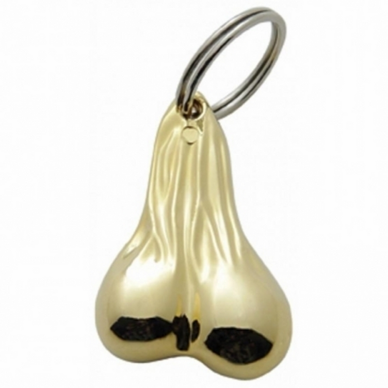 United Pacific 2.5" Small Die-Cast Low-Hanging Balls Novelty Keychain Gold (Bulk) 78009B