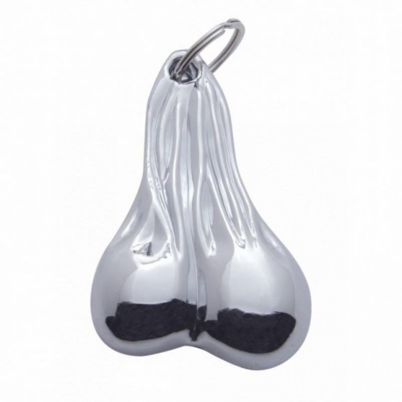 United Pacific 4-1/2" Medium Low-Hanging Balls Novelty Keychain Chrome 78019