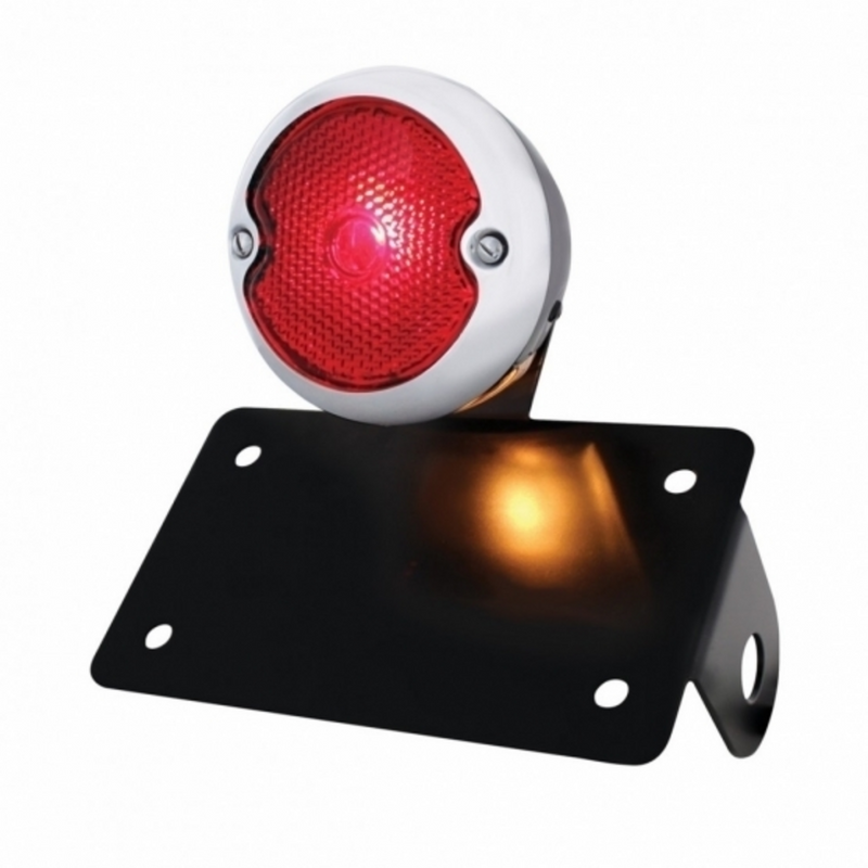 United Pacific SS & Black Housing 1933 Ford Style Tail Light Assembly With Horizontal Mounting Bracket For Motorcycle 86813