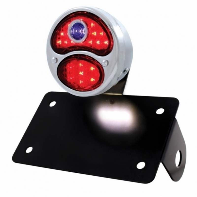 United Pacific SS 1928 DUO Lamp & Blue Dot Style LED Tail Light Assembly With Horizontal Mounting Bracket For Motorcycle 86816